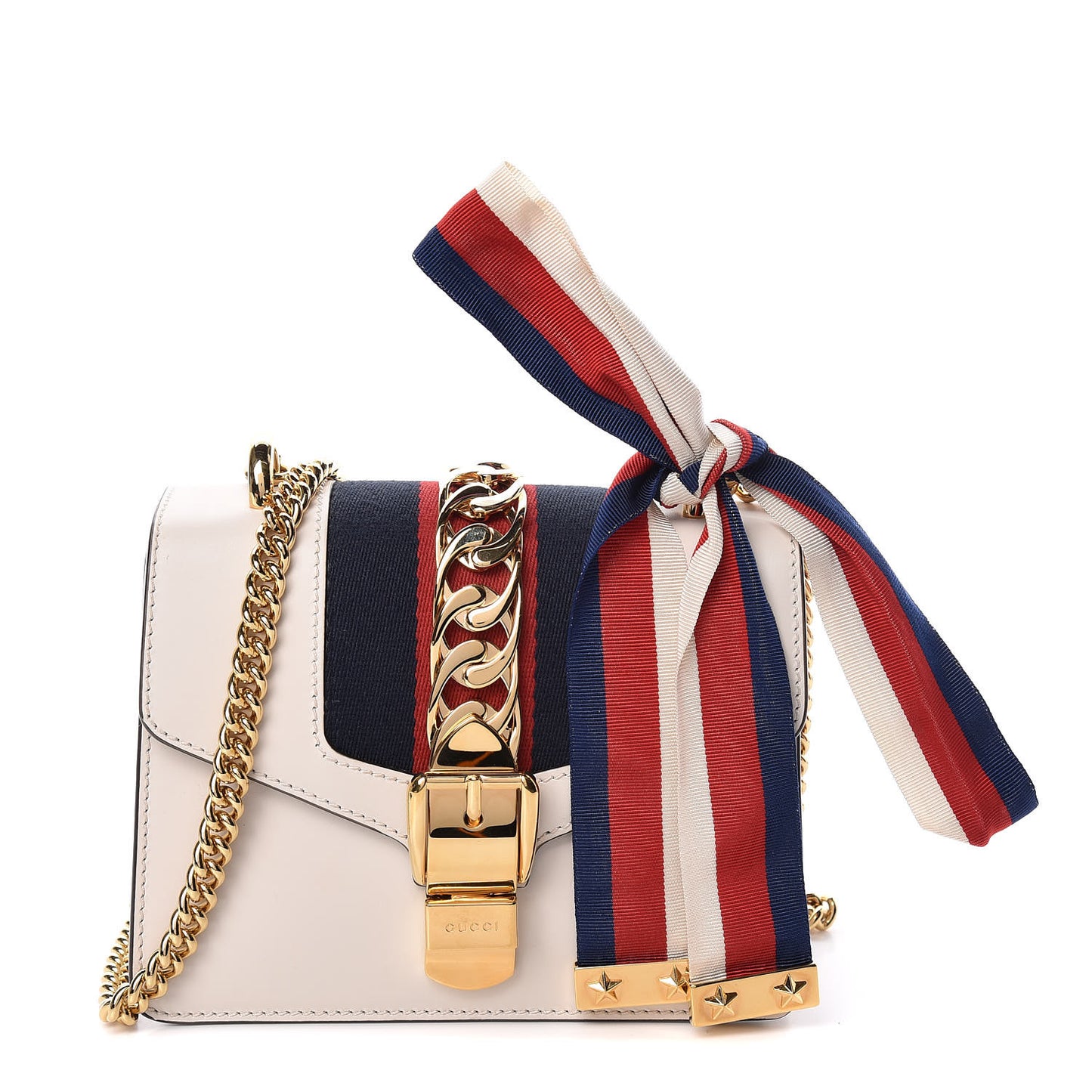 Calfskin Mini Sylvie Chain Shoulder Bag White