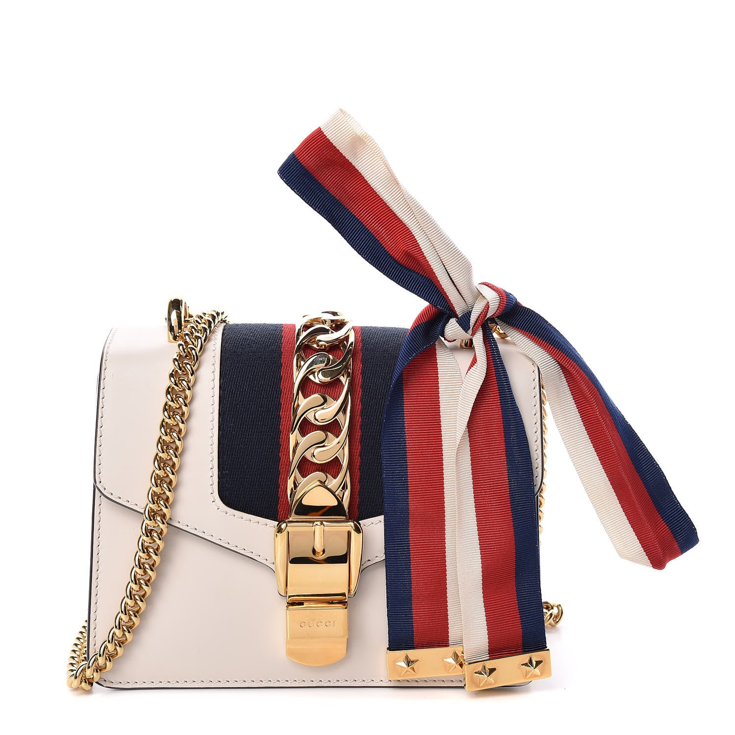 Gucci Calfskin Mini Sylvie Chain Shoulder Bag White 1 of 10
