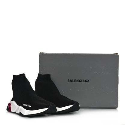 Balenciaga Neoprene Knit Womens Speed Clear Sole Sneakers 37 Black Pink 7 of 7