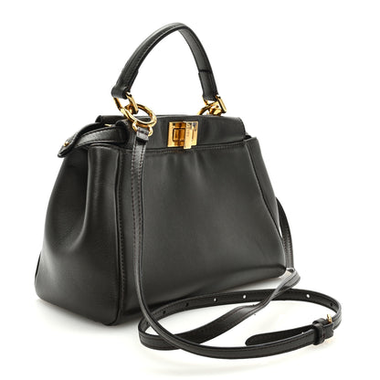 Fendi Nappa Mini Peekaboo Iconic Satchel Carbone 3 of 9