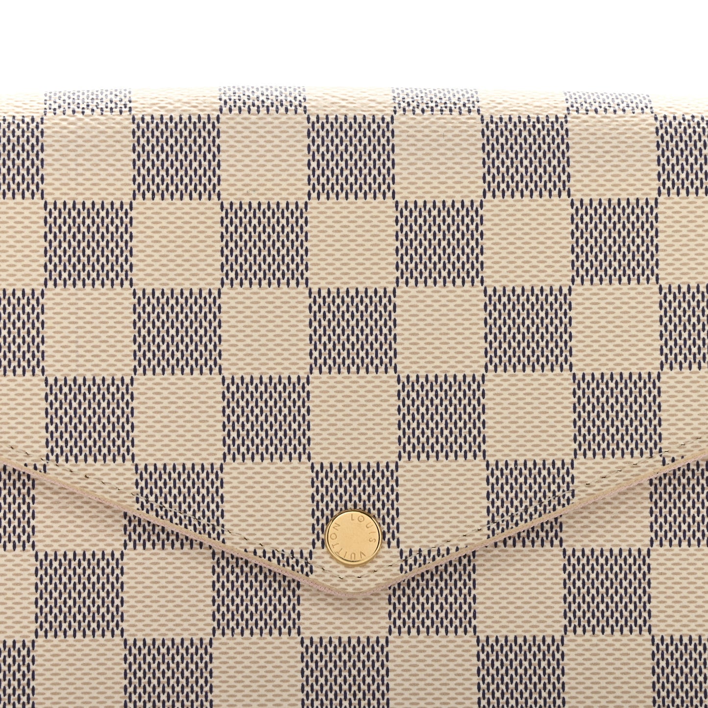 Damier Azur Pochette Felicie Chain Wallet Rose Ballerine