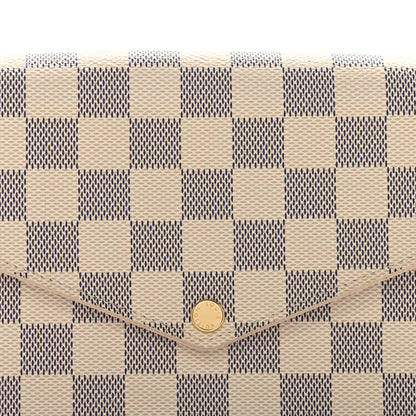 Louis Vuitton Damier Azur Pochette Felicie Chain Wallet Rose Ballerine 8 of 10