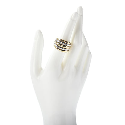 David Yurman Sterling Silver 18K Yellow Gold 15mm Five-Row Cable Ring 54 7 2 of 5