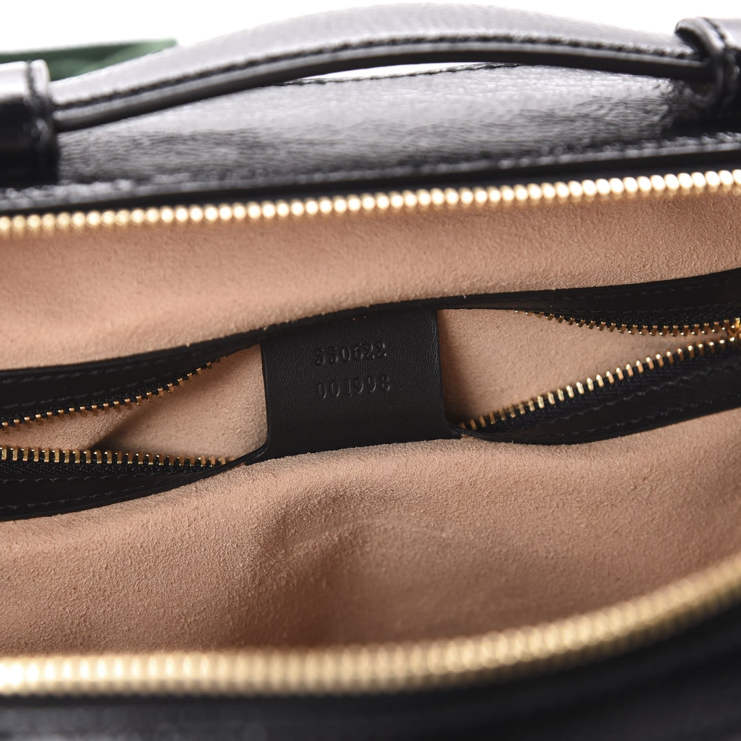 Suede Patent Web Small Ophidia Top Handle Shoulder Bag Black