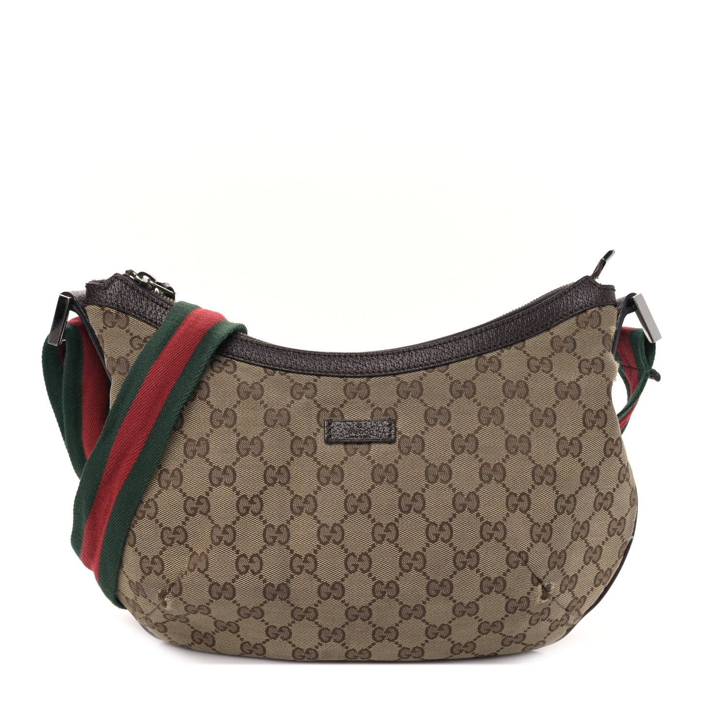 Monogram Web Medium Half Moon Hobo Dark Brown