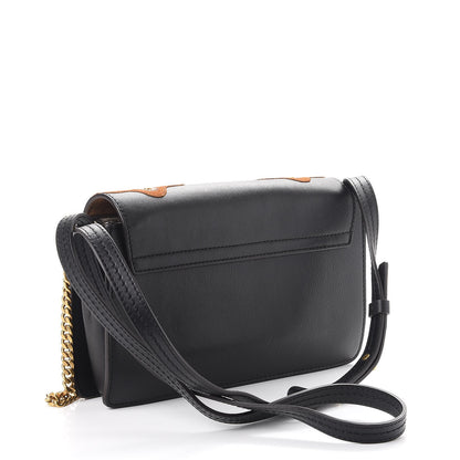 Chloe Suede Calfskin Floral Patchwork Studded Small Faye Shoulder Bag Black Brown 3 of 8