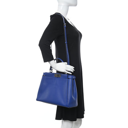 Fendi Vitello Morgan Python Crocodile Monster Eyes Medium Peekaboo Iconic Satchel Blue Neon Sunflower 2 of 13