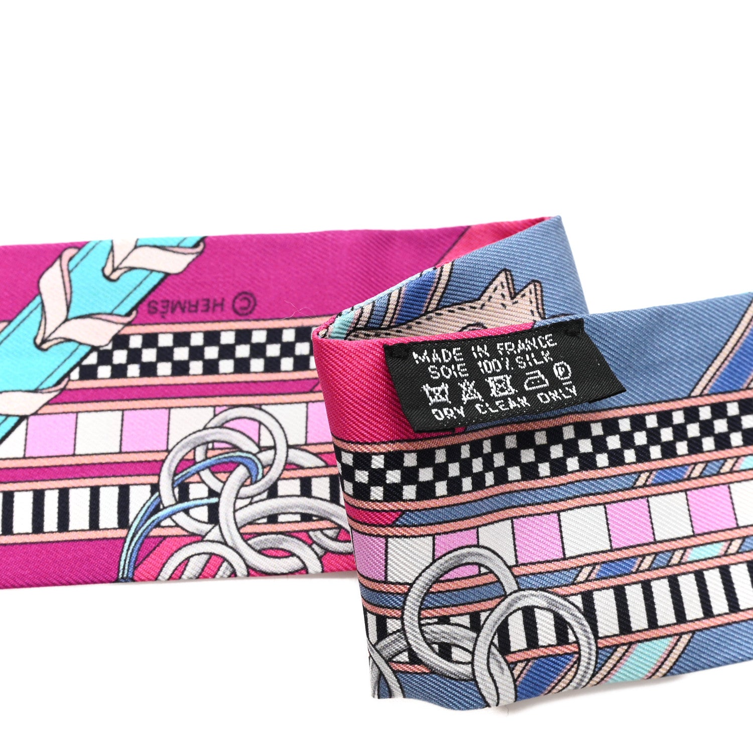 小物 HERMES TWILLY BRIDES ET GRIS GRIS Hermes Silk Brides et Gris-Gris Twilly Marine Turquoise Rose