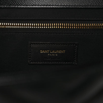 Saint Laurent Grain De Poudre Matelasse Chevron Large Monogram Satchel Black 6 of 10