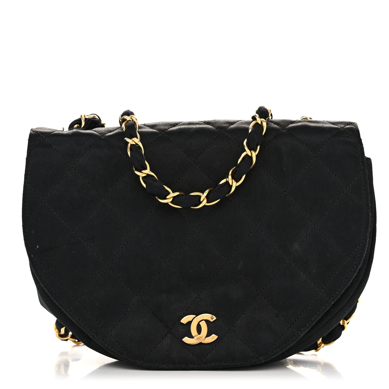Chanel Satin Quilted Half Moon Flap Black 1 of 14