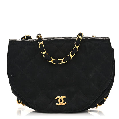 Chanel Satin Quilted Half Moon Flap Black 1 of 16