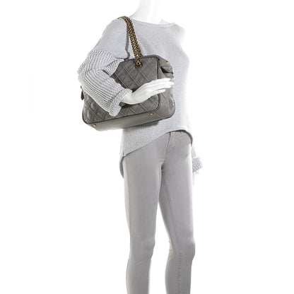 Chanel Calfskin Quilted Stitch Triptych Tote Grey 2 of 7