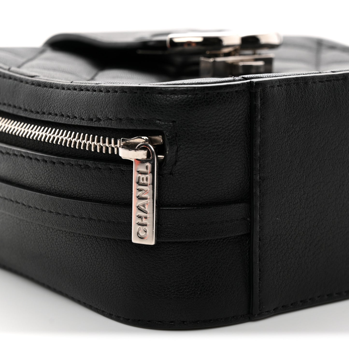 Lambskin Quilted Mini CC Box Camera Bag Black