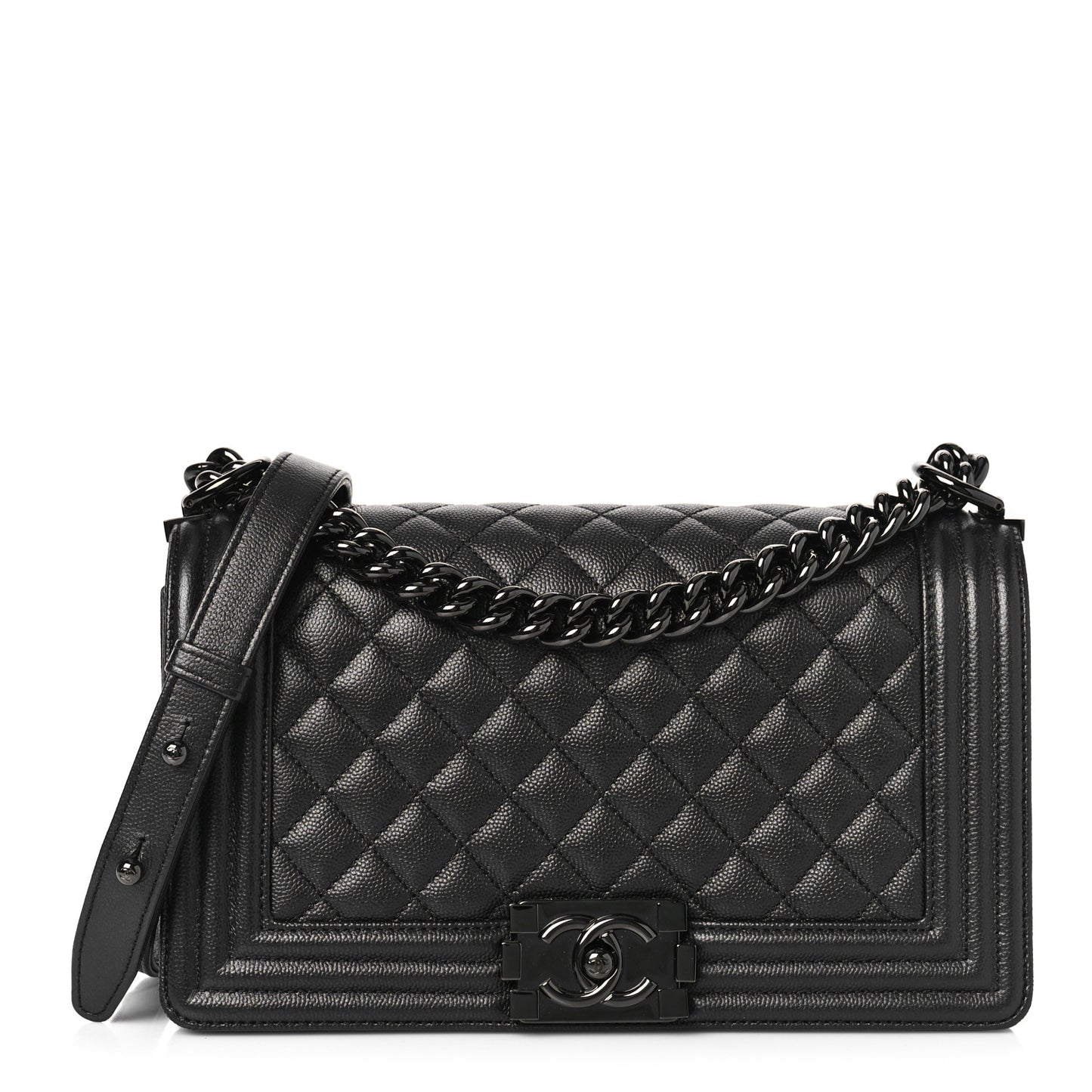 Caviar Quilted Medium Boy Flap So Black