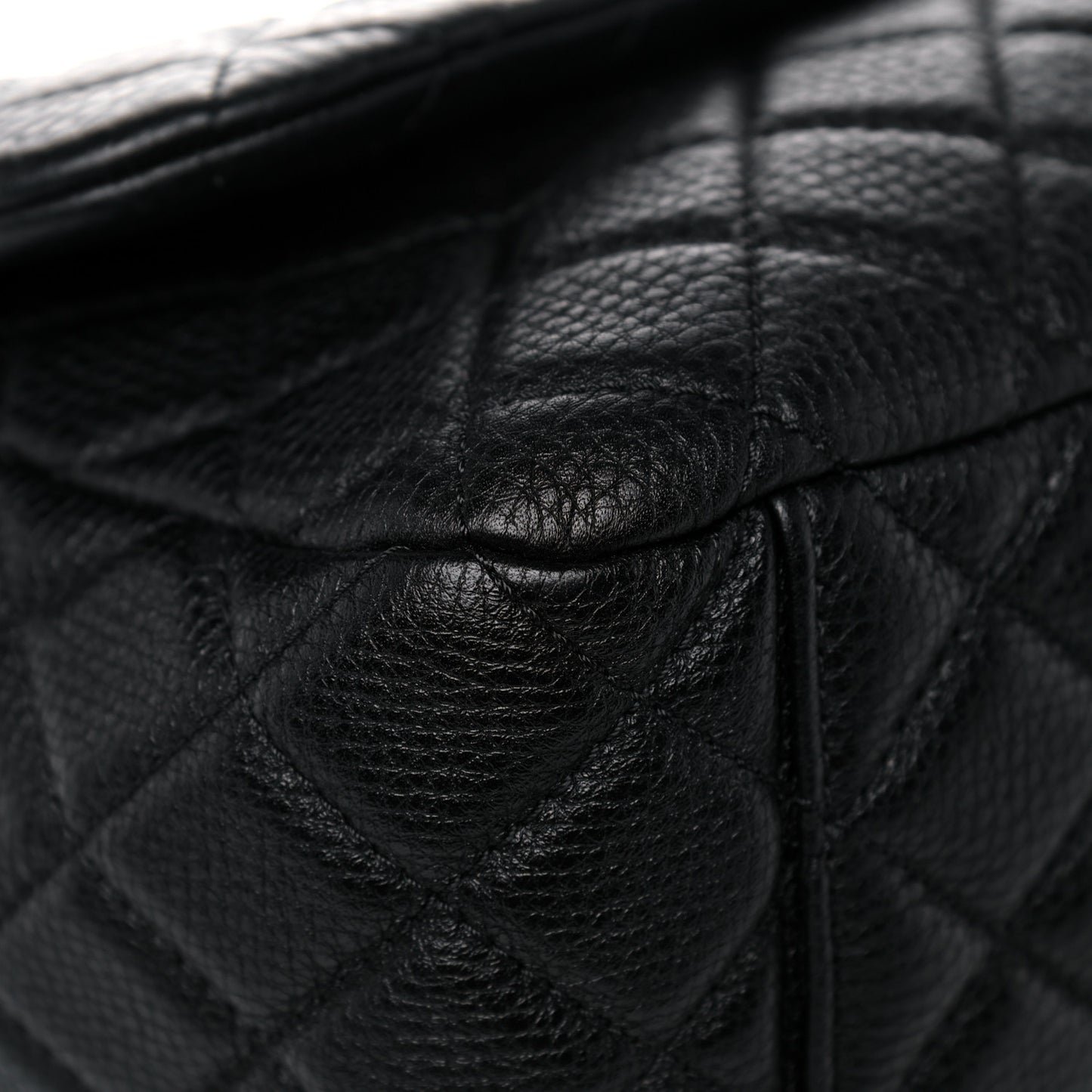 Grained Calfskin Quilted Small XXL Travel Flap Bag Black