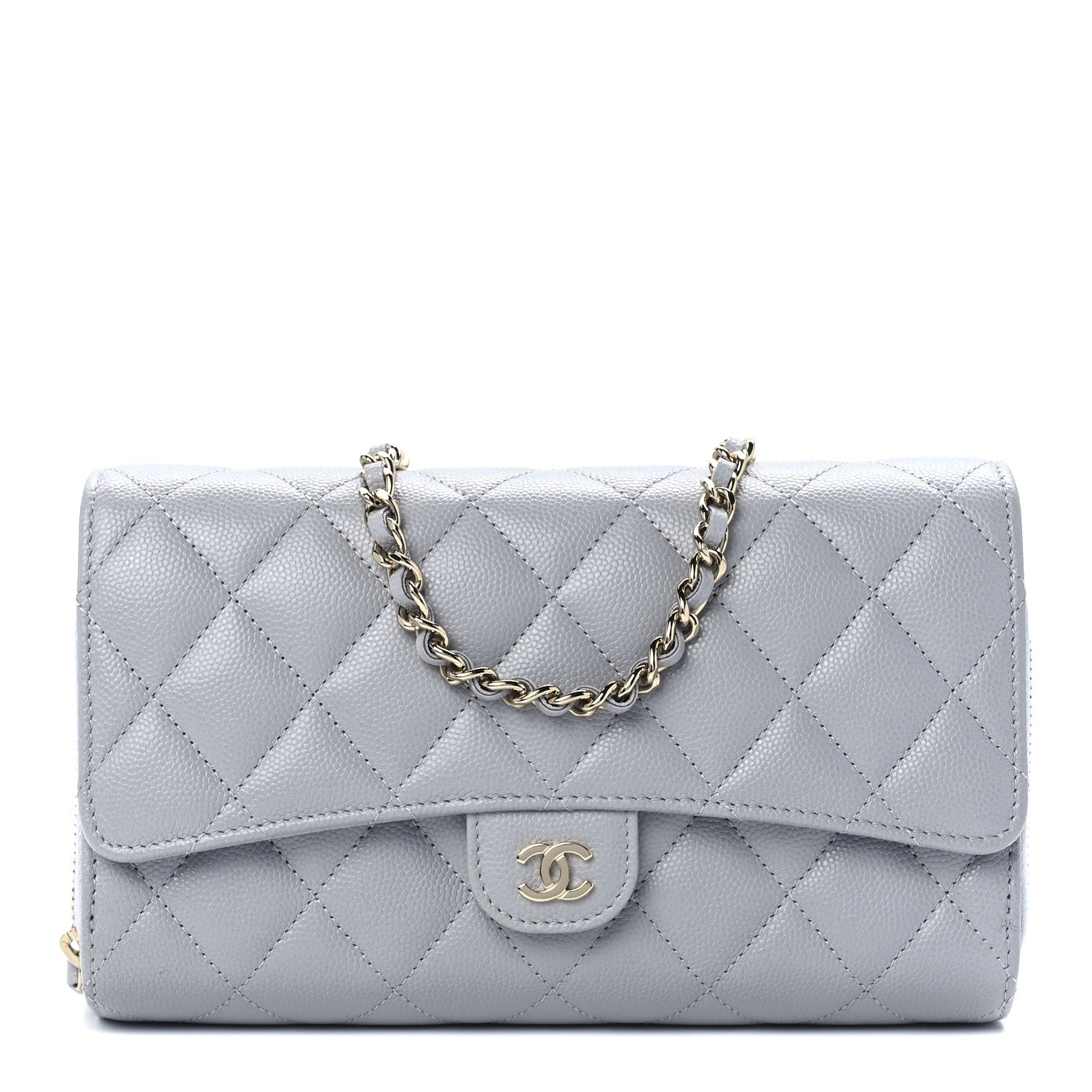 Chanel Caviar Quilted Phone Holder Wallet on Removable Chain Grey 3 of 13