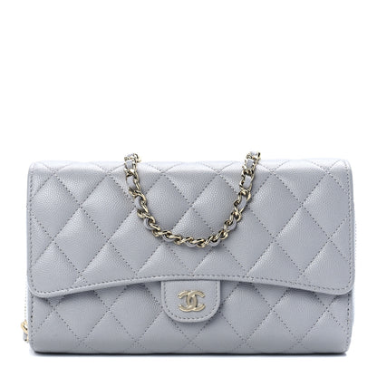 Chanel Caviar Quilted Phone Holder Wallet on Removable Chain Grey 3 of 13