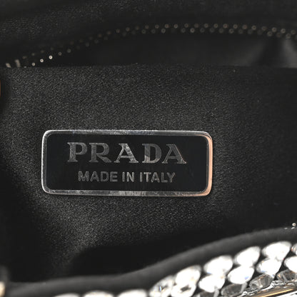 Prada Satin Crystal Metal Triangle Logo Chain Crossbody Handbag Cristal 6 of 10