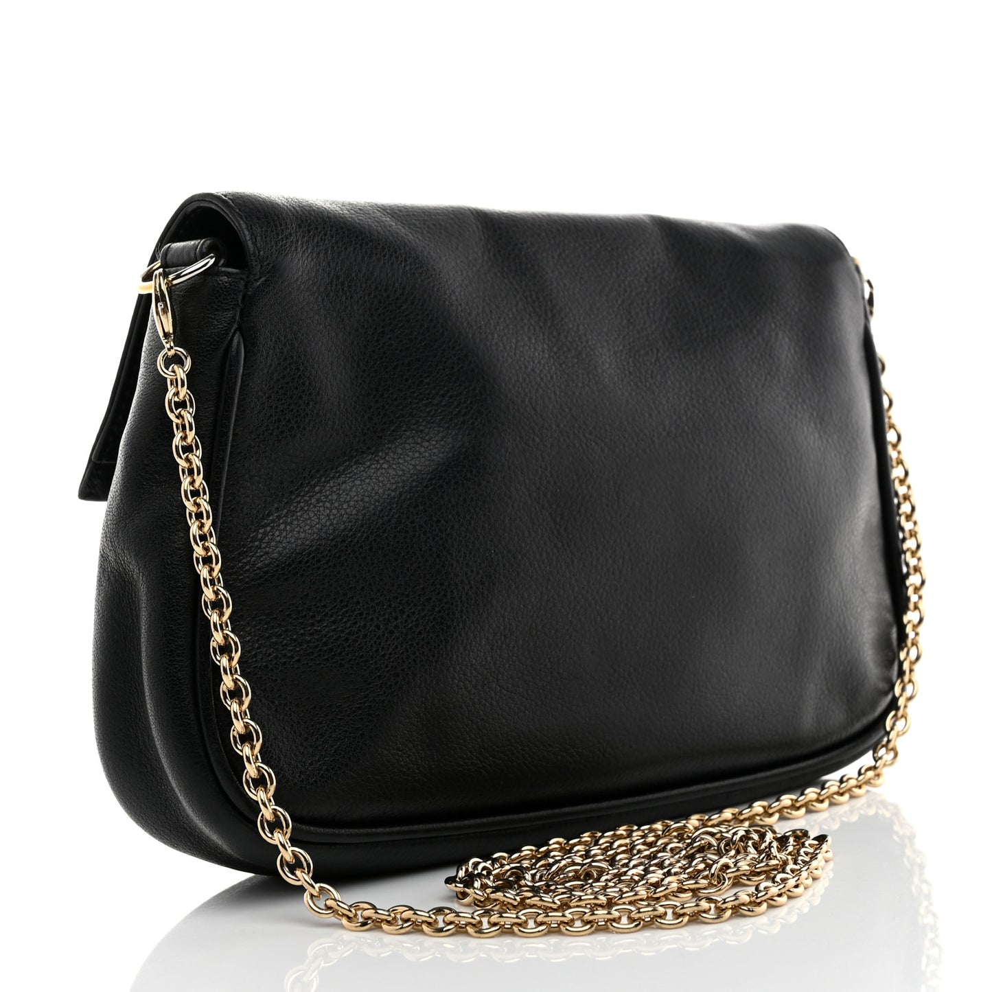 Vitello Flamingo Fendista Pouchette Crossbody Black