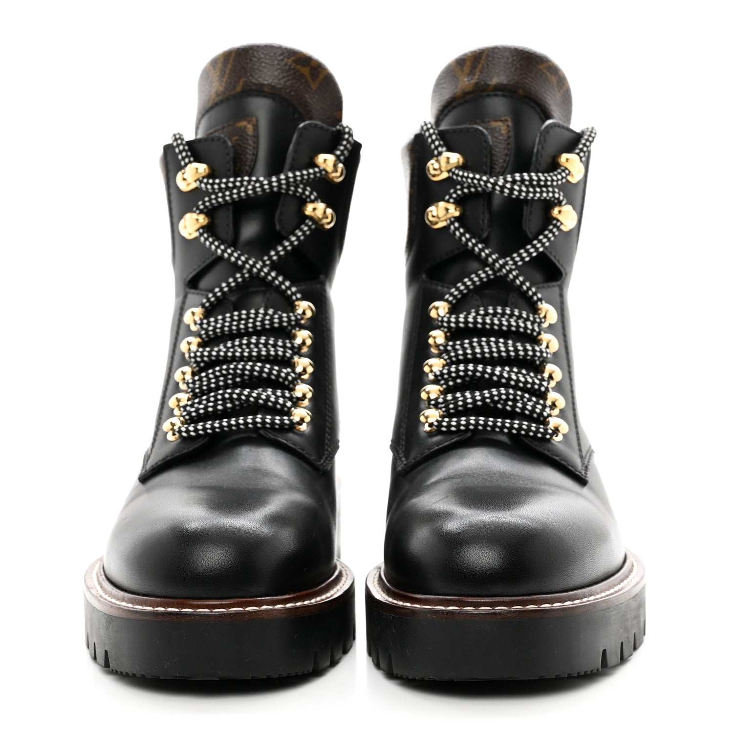Louis Vuitton Calfskin Monogram Territory Flat Ranger Boots 37.5 Black 2 of 13