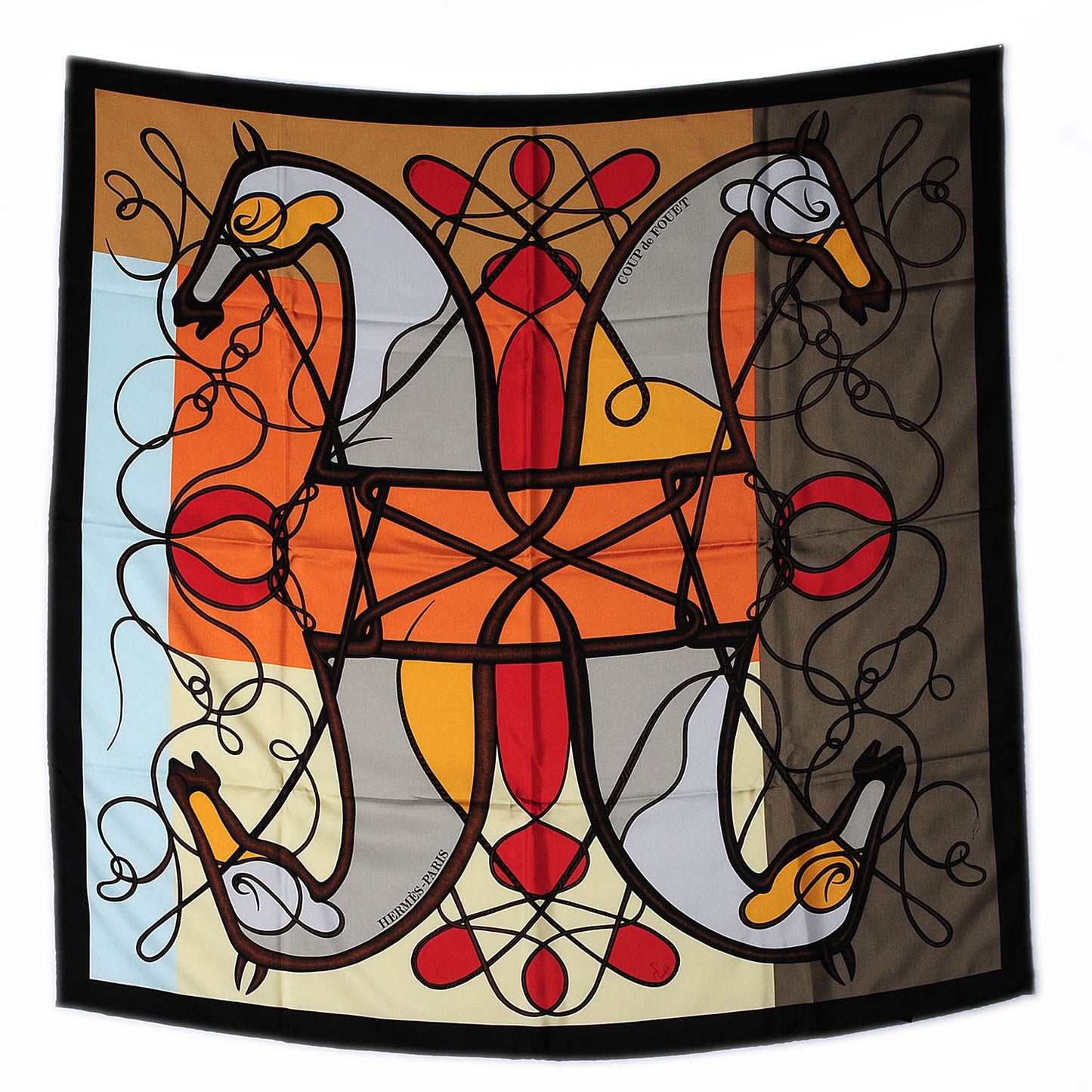 Silk Soie Coup De Fouet Scarf 90 Noir Etoupe Gris