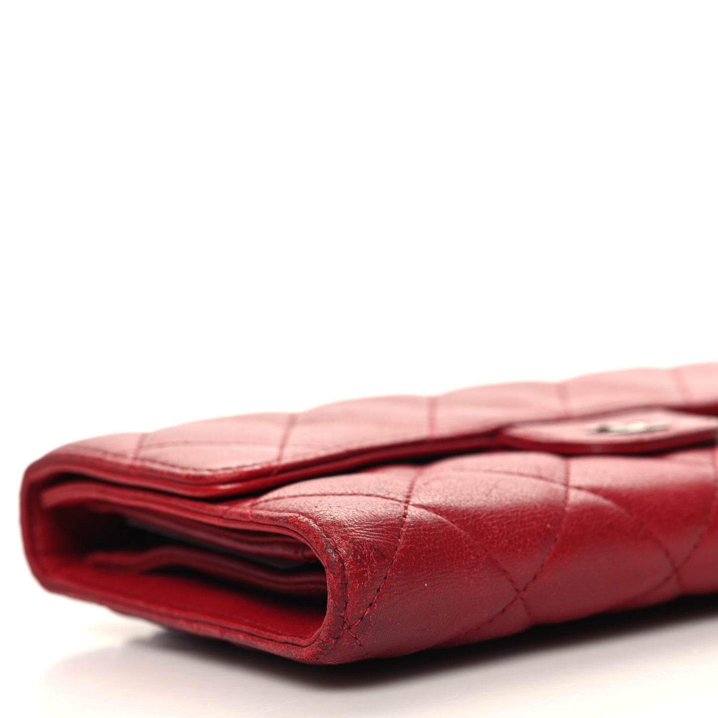Lambskin Quilted Large Flap Wallet Red