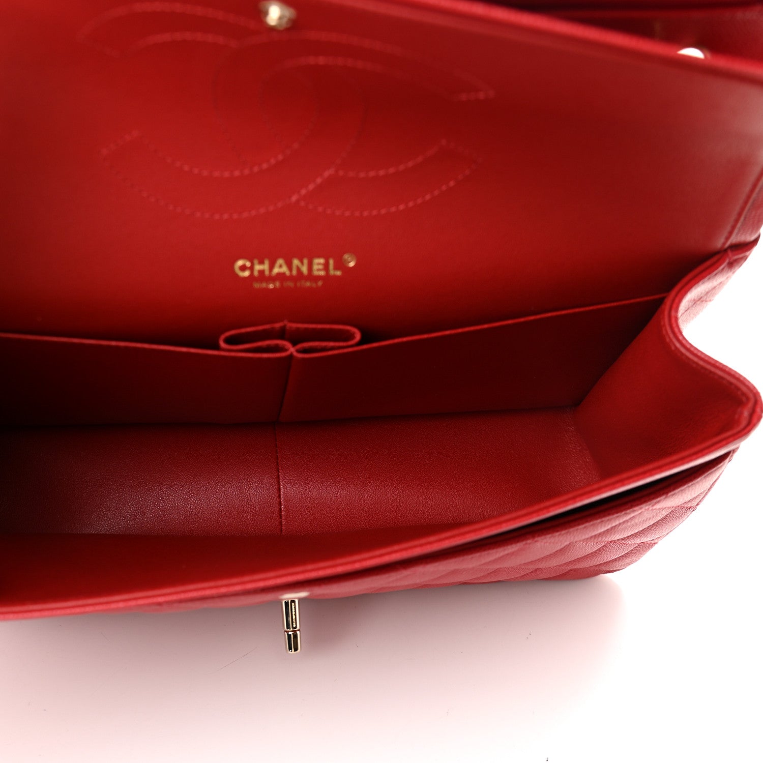 Chanel Caviar Quilted Jumbo Double Flap Red 5 of 9