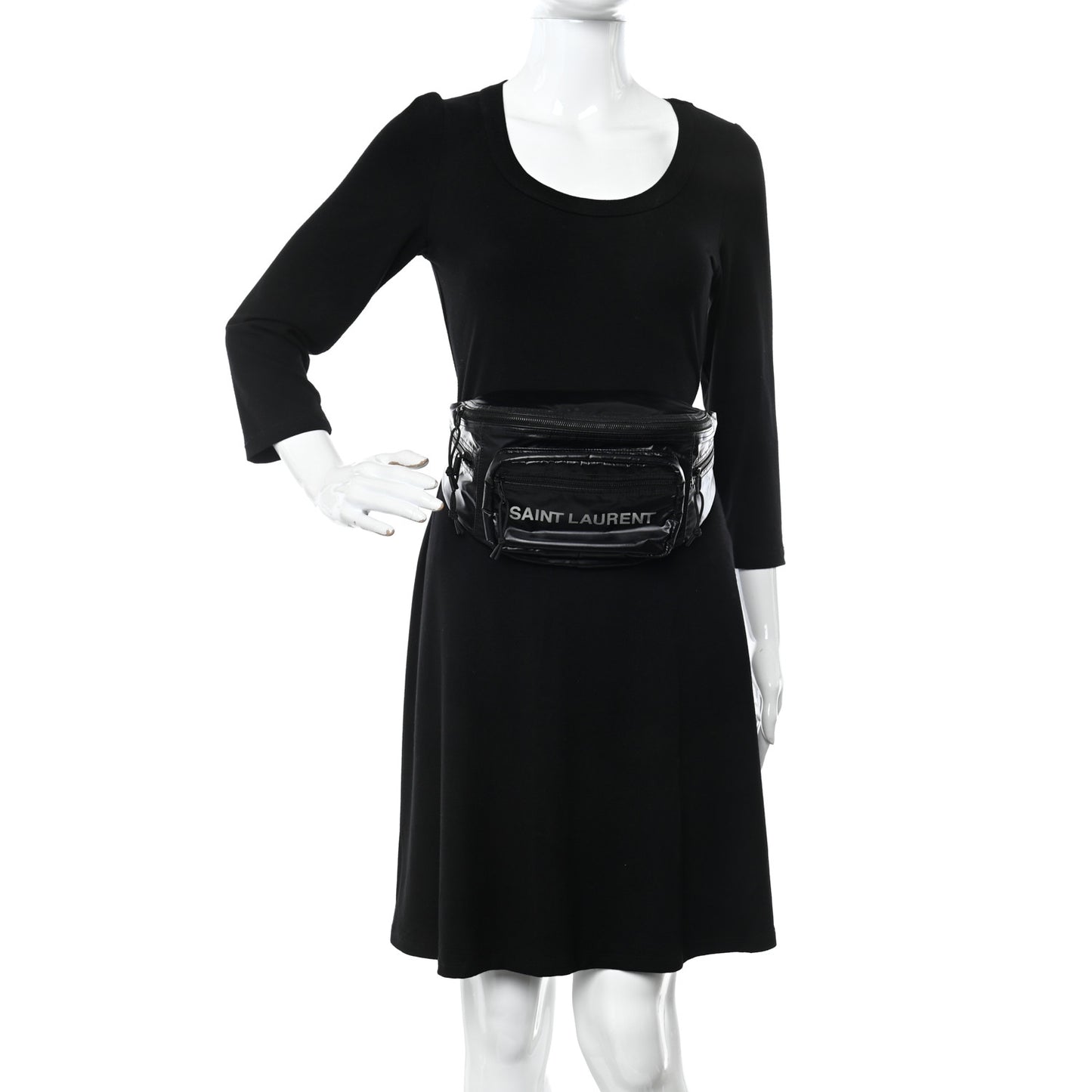 SAINT LAURENT Nylon Logo Nuxx Body Belt Bag Black