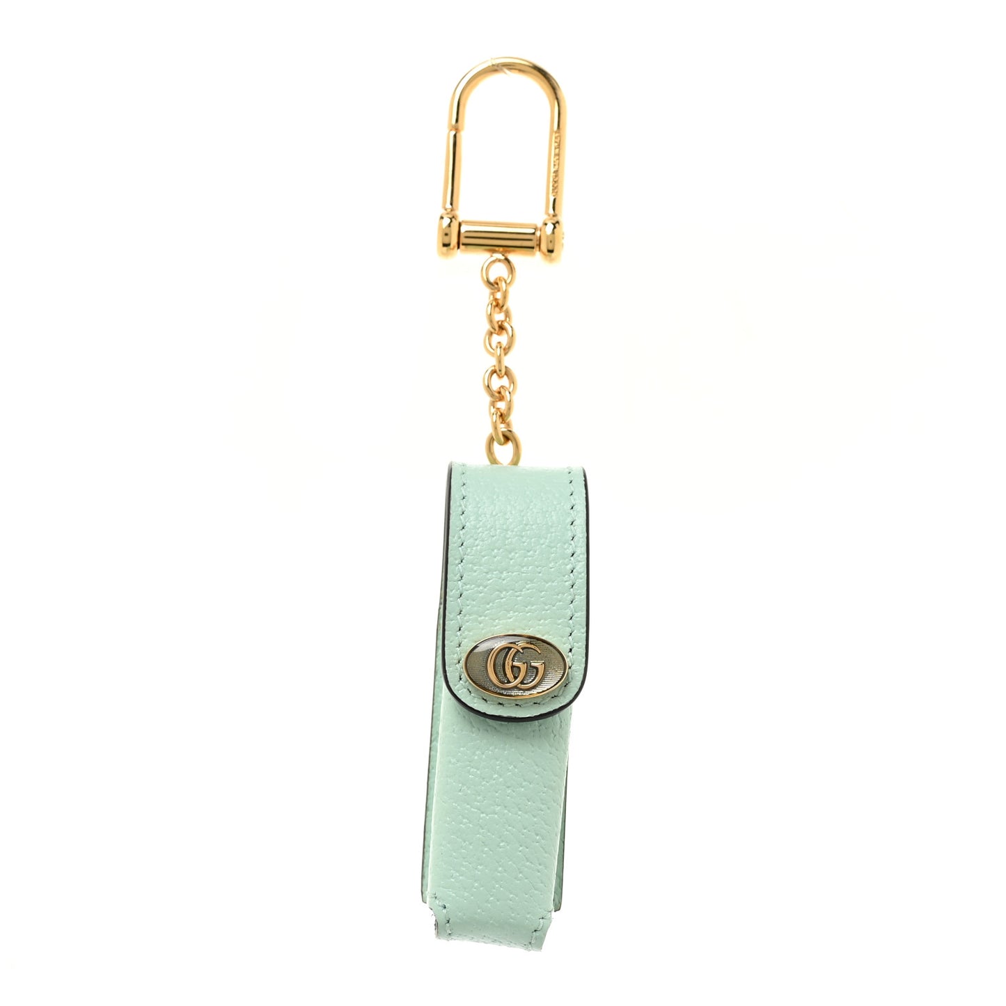 Textured Calfskin Enamel Single Porte Rouges Keychain Water Green