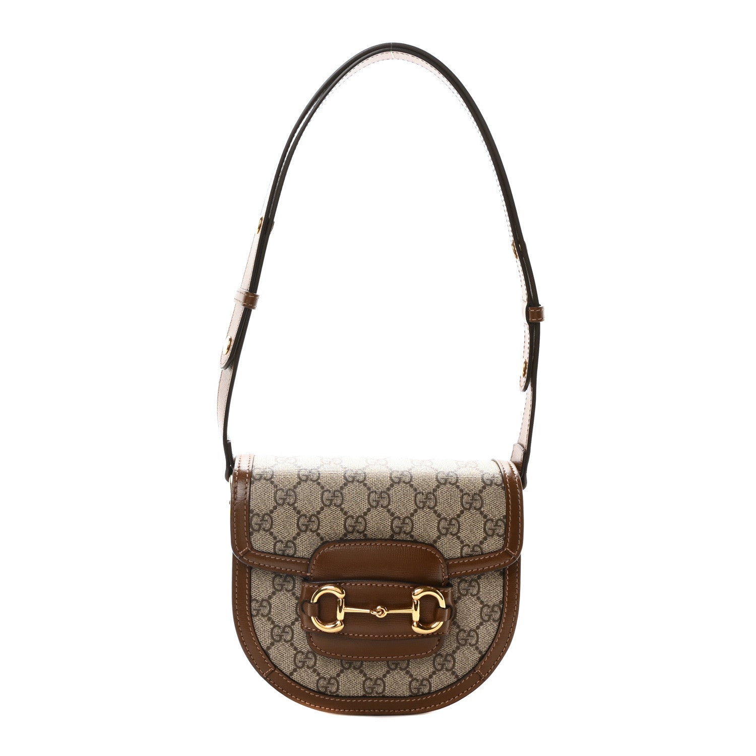 Gucci GG Supreme Monogram Mini Horsebit 1955 Rounded Shoulder Bag Beige Brown Sugar 1 of 10