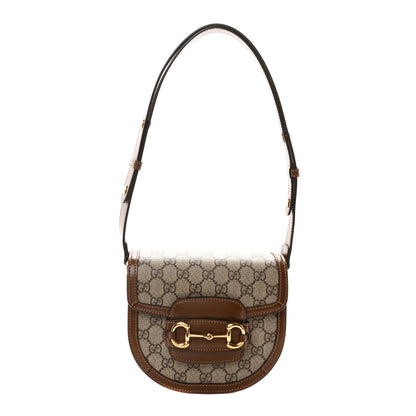 Gucci GG Supreme Monogram Mini Horsebit 1955 Rounded Shoulder Bag Beige Brown Sugar 1 of 10