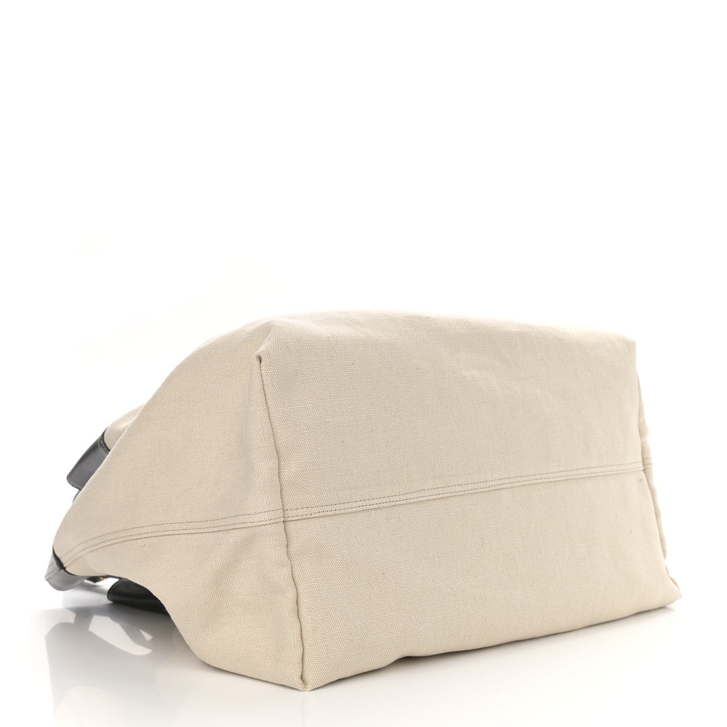 Natural Linen Matte Calfskin Quad Tote Black