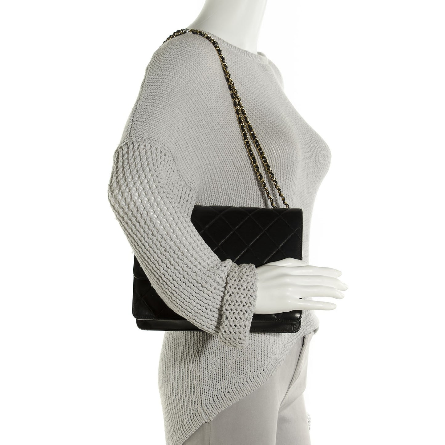 Lambskin Quilted Medium Golden Class Flap Black