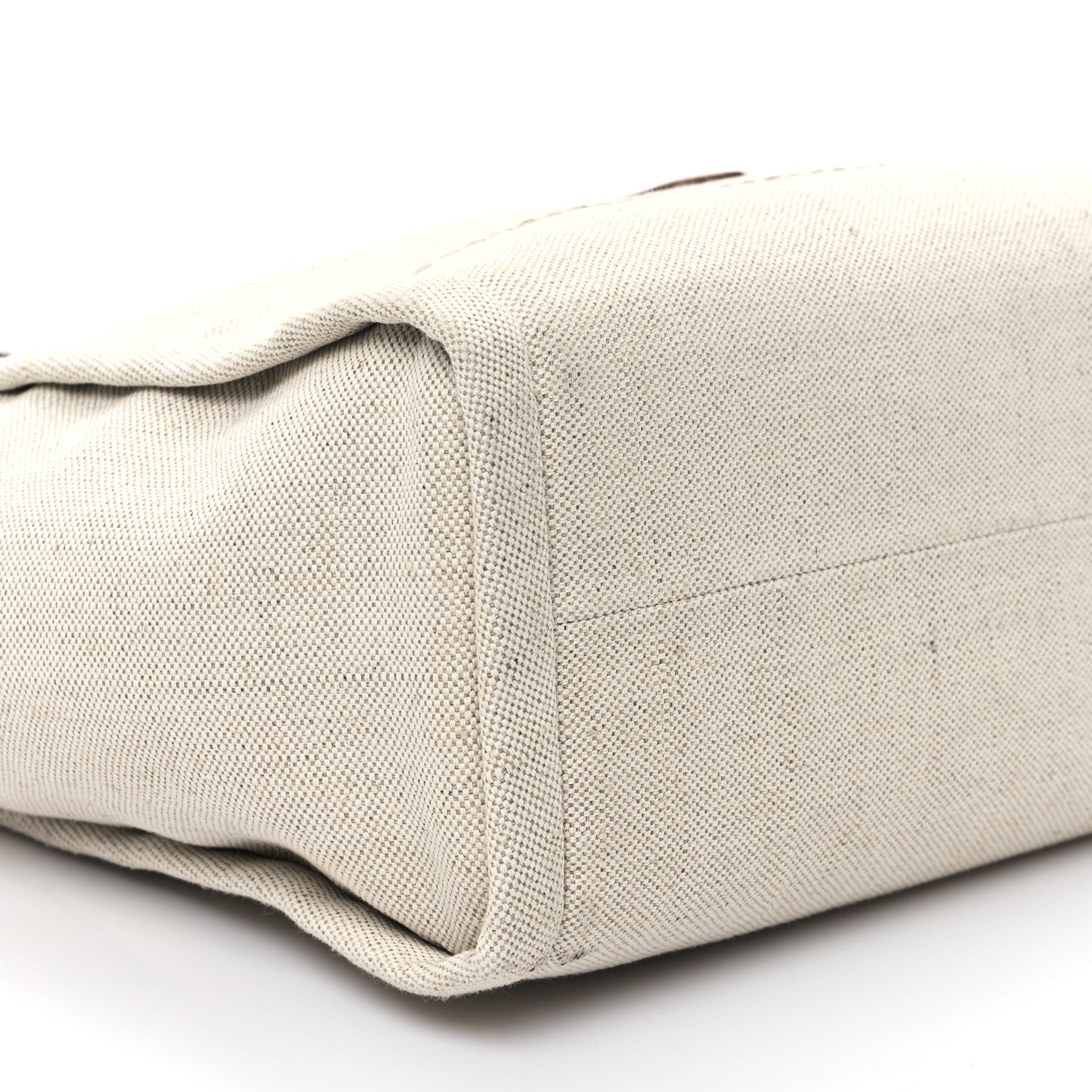 Prada Linen Blend Vitello Logo Tote Natural 8 of 10