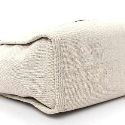 Prada Linen Blend Vitello Logo Tote Natural 8 of 10