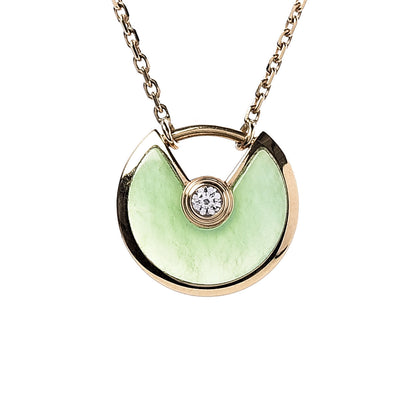 Cartier 18K Yellow Gold Diamond Chrysoprase XS Amulette de Cartier Pendant Necklace 4 of 6