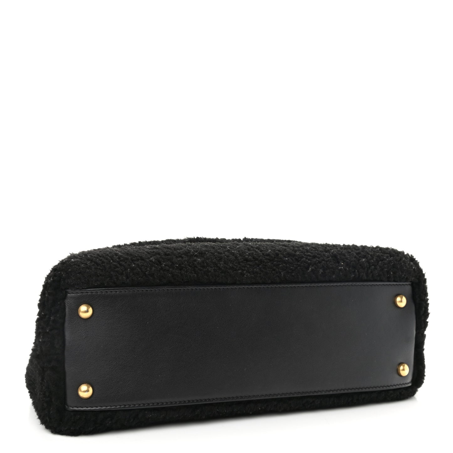 Shearling Lambskin Medium Coco Handle Flap Black