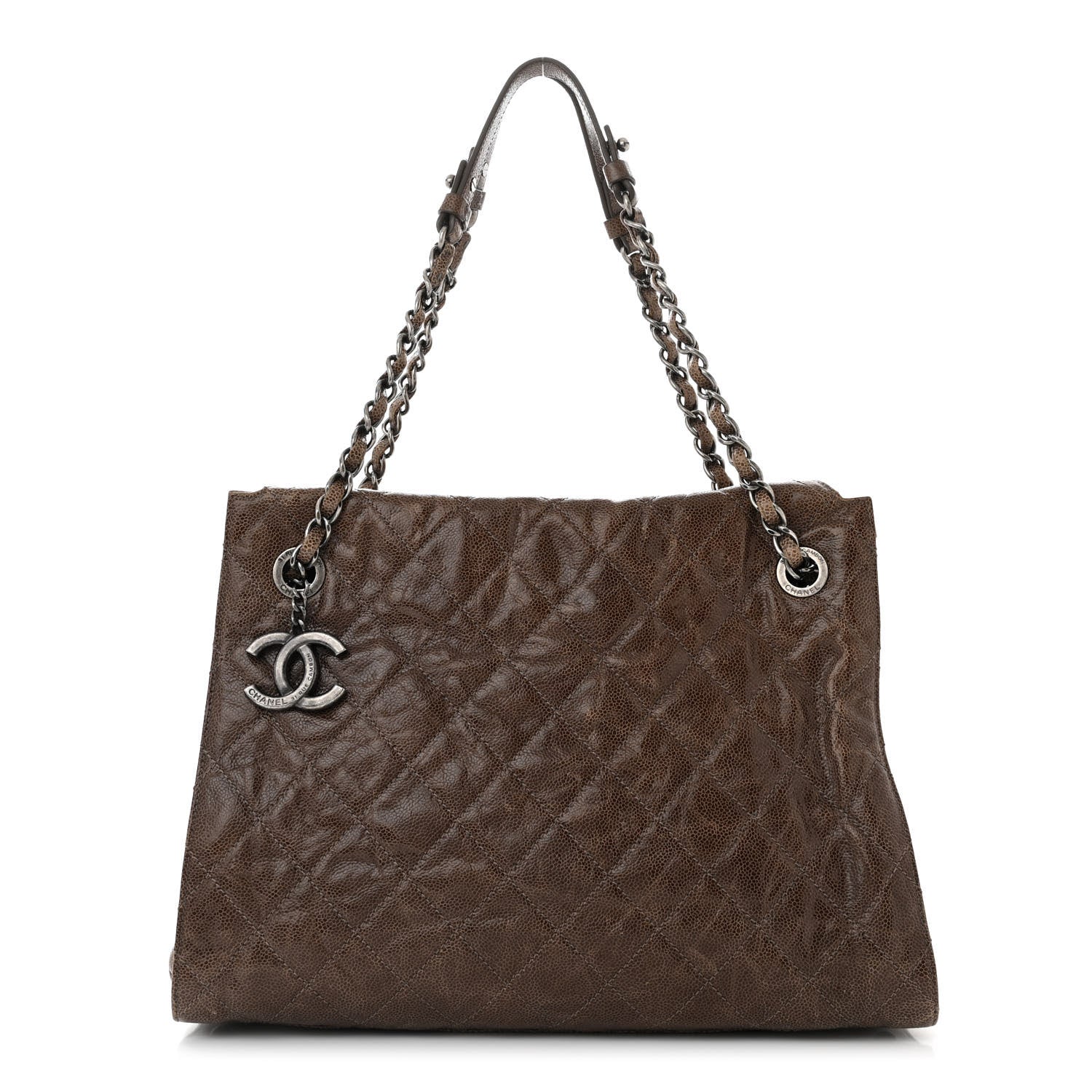Chanel Glazed Caviar Quilted Tote Brown 1 of 10