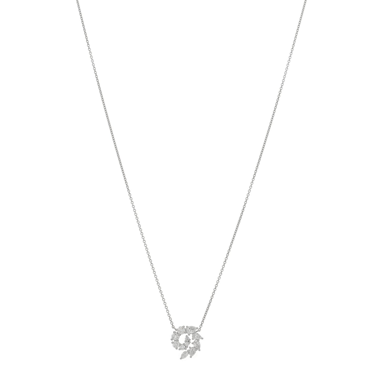 Platinum Diamond Small Open Cluster Pendant Necklace