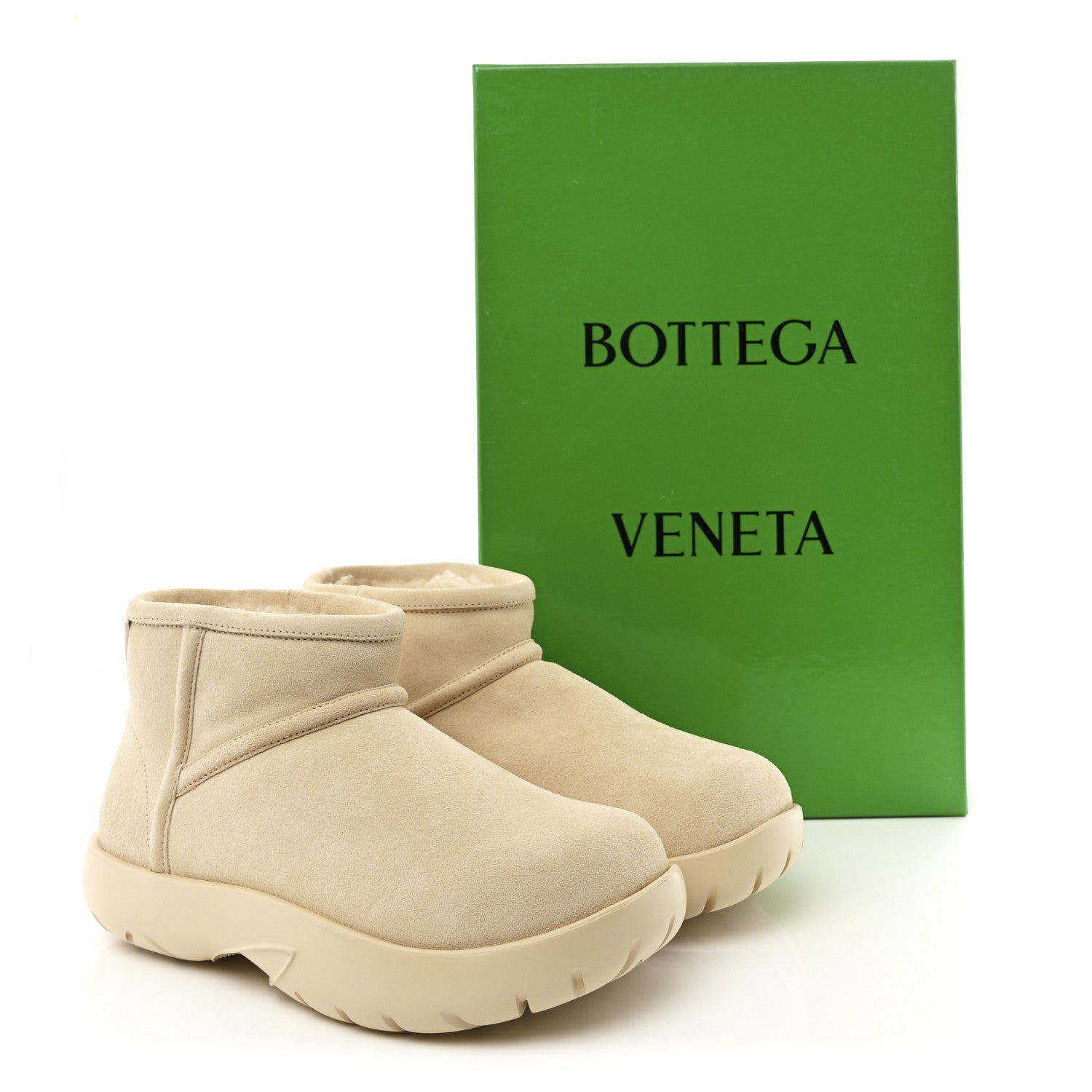 Bottega Veneta Suede Shearling Snap Ankle Boots 36 Porridge 11 of 11