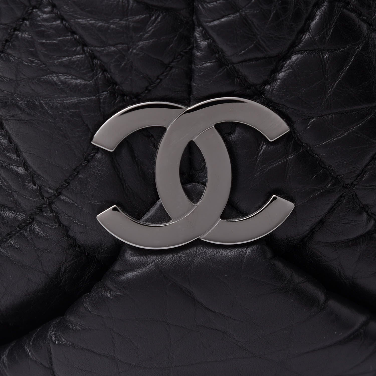 Chanel Distressed Lambskin Vintage Ligne Lady Braid Tote Black 7 of 9