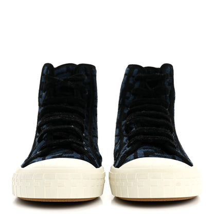 Fendi Fabric Domino Mens High Top Sneakers 8 Black Blue 3 of 9