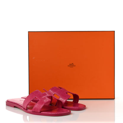 Hermes Lizard Oran Sandals 36.5 Fuchsia 9 of 9