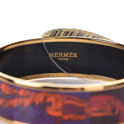 Hermes Enamel Printed Della Cavalleria Wide Bracelet 65 Cacao 3 of 4