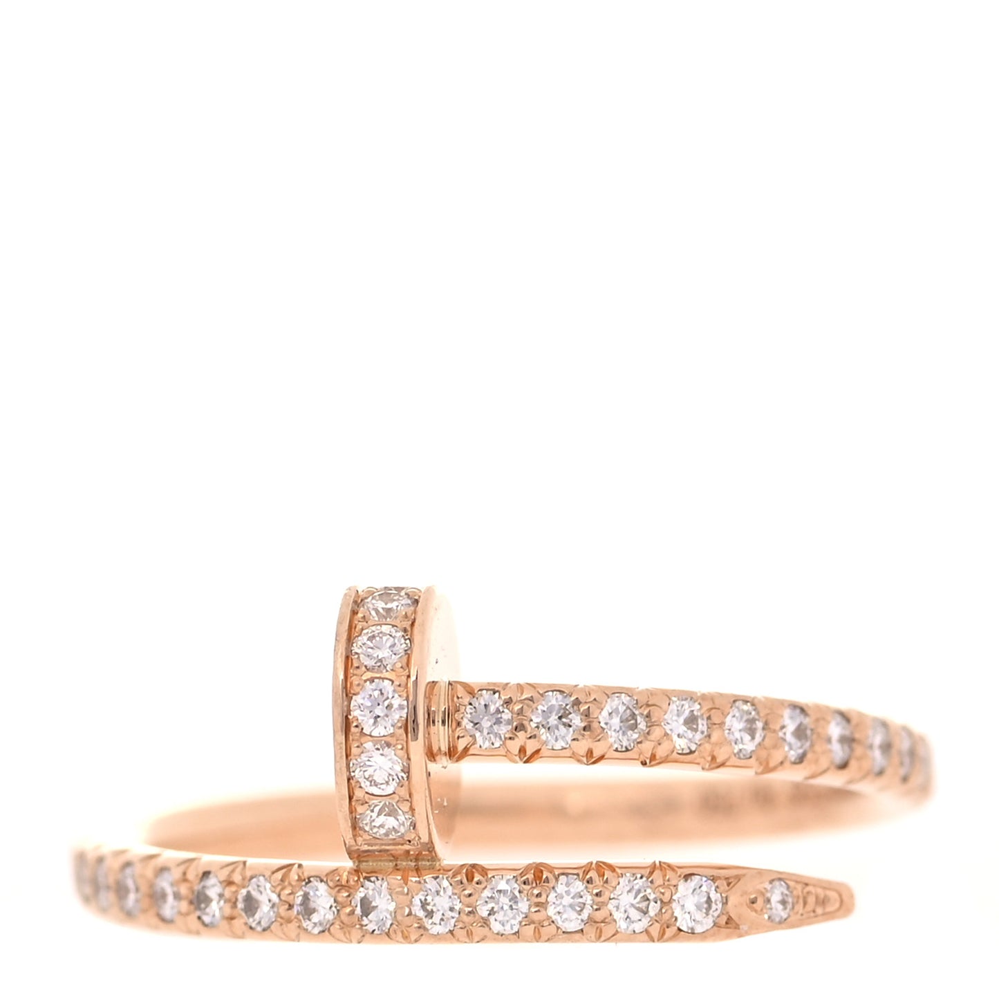18K Pink Gold Diamond Juste Un Clou Paved Ring 48 4.5