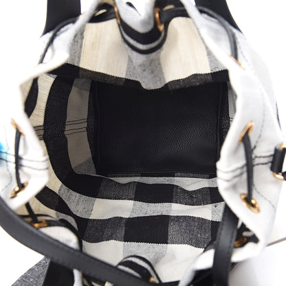 Burberry Grainy Calfskin House Check Canvas Small Heston Crossbody White Black 6 of 12