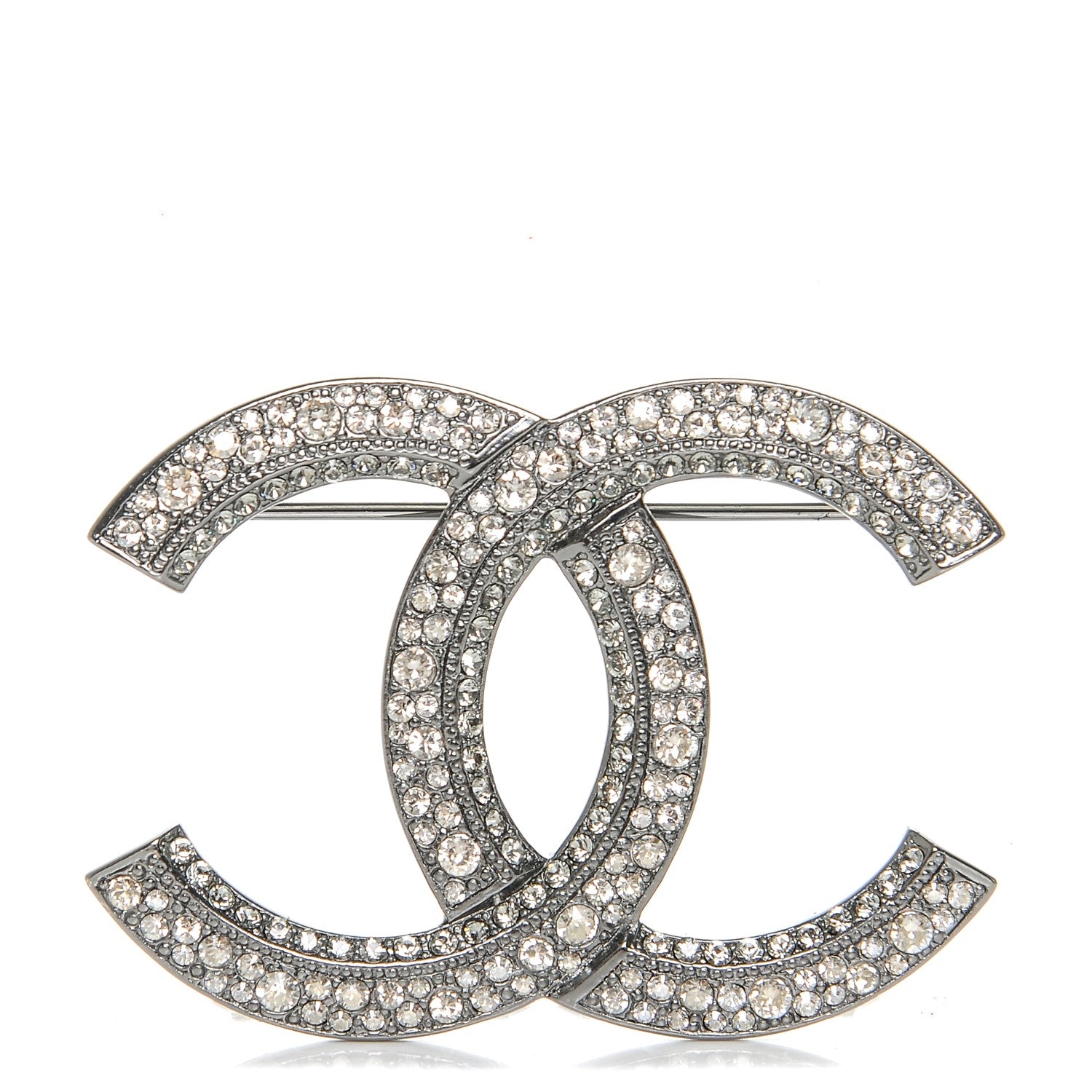 Chanel Crystal CC Brooch Silver 1 of 4