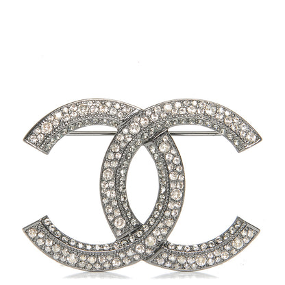 Chanel Crystal CC Brooch Silver 1 of 4