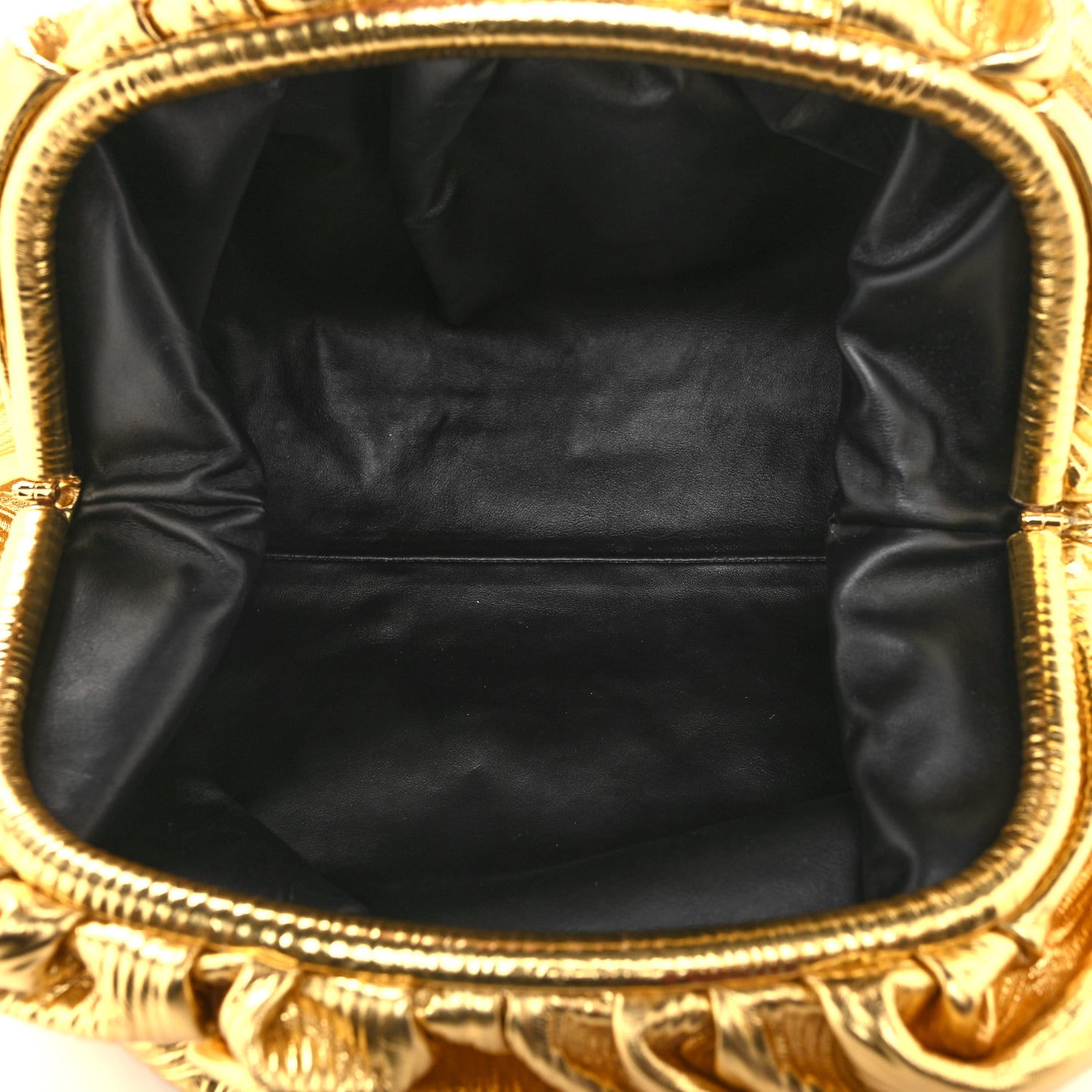 Metallic Bark Calfskin Embossed The Pouch Oversized Clutch Oro
