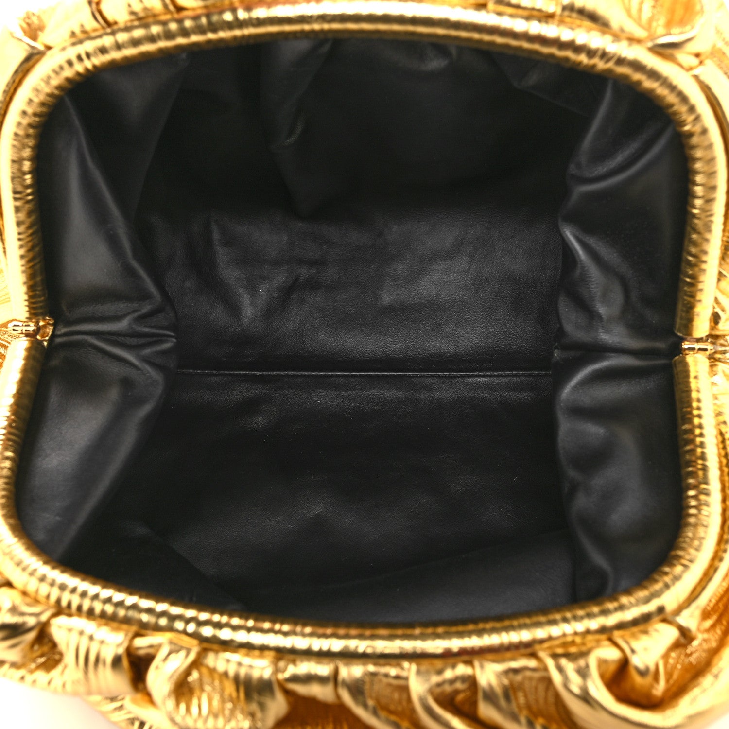 Bottega Veneta Metallic Bark Calfskin Embossed The Pouch Oversized Clutch Oro 5 of 10